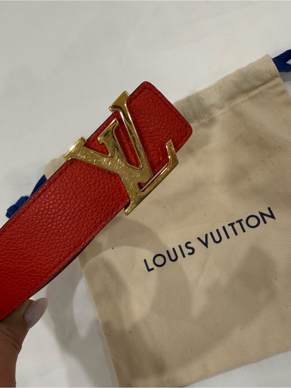 100% Authentic Louis Vuitton Monogram reversible Belt Brown Red Gold LV Buckle - Picture 3 of 4